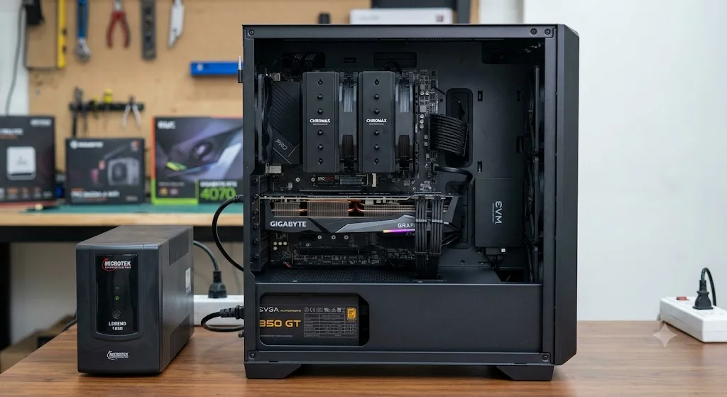 The Insane Gaming Rig real build with RTX graphics, dual-tower CPU cooling and UPS